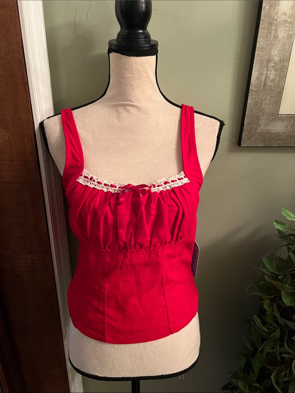 Velvet Moon Bright Red Smocked Tank